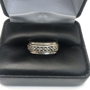 925 Sterling Silver Patterned Spinner Band Ring  Size 6